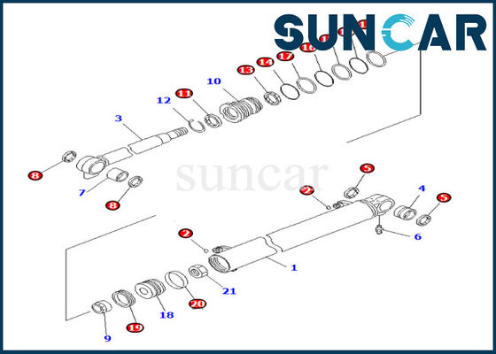 comprar Sello Kit Komatsu del cilindro del auge 707-98-23890 reemplazo Kit For PC27MR-3 PC27MR-2 del cilindro de 7079823890 auges online manufacture