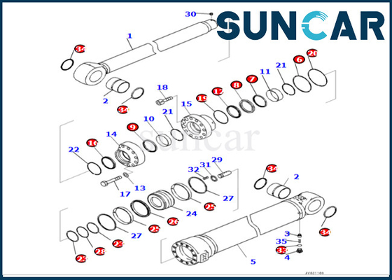 comprar Equipo de reparación del sello del cilindro del brazo del equipo del sello del cilindro del brazo de KOMATSU 721-98-01750 7219801750 PC490LCI-11 online manufacture