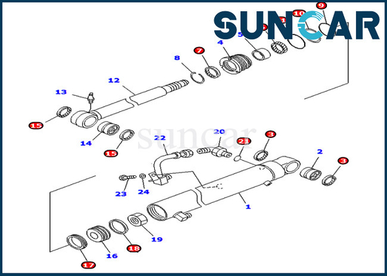 comprar 707-98-25250 modelos de Kit Hydraulic Cylinder For PC40MR-1 PC40MRX-1 PC40R-8 KOMATSU del servicio del brazo online manufacture