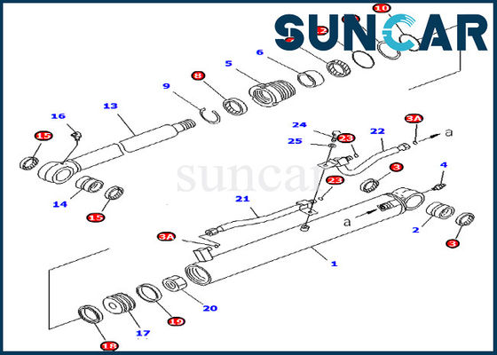comprar 707-98-25360 7079825360 piezas internas de Kit Fits For Excavator PC45MR-1 KOMATSU del sello de la reparación del cilindro del cubo online manufacture