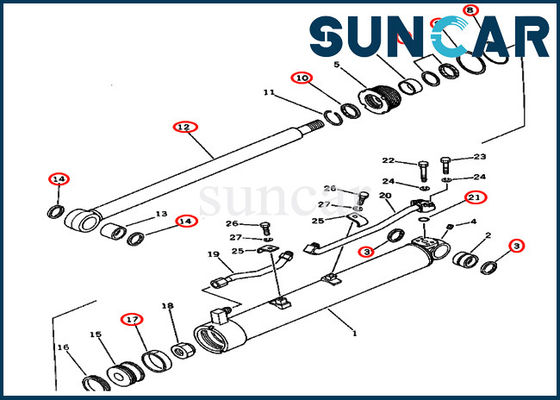comprar Sello Kit Fits For de la reparación del oscilación del auge 201-63-12301 cilindro hidráulico de 2016312301 PC60U-3 KOMATSU online manufacture