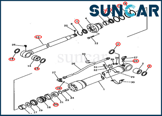comprar Montaje 201-63-02050 del cilindro 2016302050 equipo de reparación hidráulico del CYL de KOMATSU PC60U-5 de los equipos del sello del brazo online manufacture
