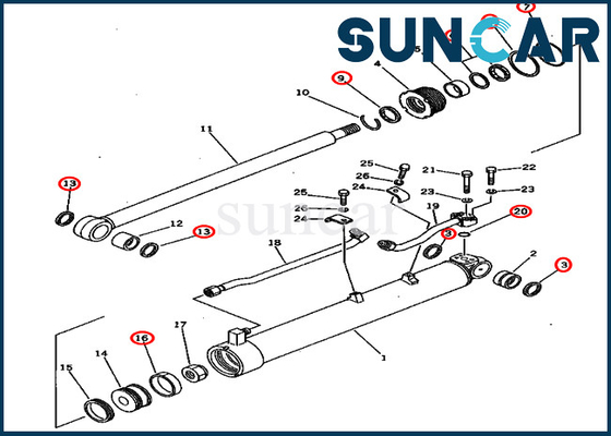 comprar PC60U-5 modela a KOMATSU 201-63-02060 sello Kit Hydraulic Cylinder de la reparación del oscilación de 2016302060 auges online manufacture