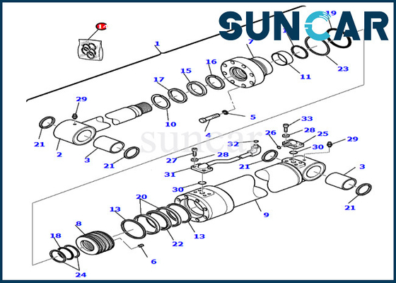 Excavador 7079925700 Boom Service de PC75R-2 PC95R-2 KOMATSU 707-99-25700 Kit Cylinder Seal Kits
