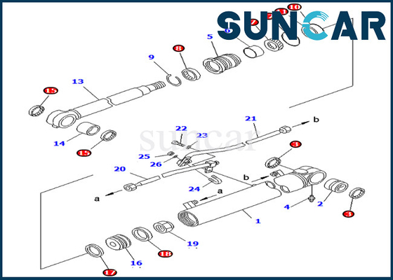 707-98-43210 7079843210 excavador Inner Parts de Kit Fits Komatsu PC75UD-2 PC75UU-3 del sello del cilindro del auge