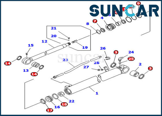 Excavador 7079835140 Service de PC75UD-2E PC75UD-2 KOMATSU 707-98-35140 Kit Arm Hydraulic Cylinder