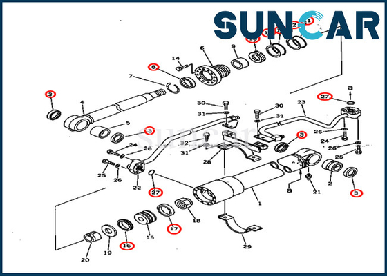 707-98-37600 7079837600 excavador de Kit Fits For Komatsu Models PC75UU-1 PW150-1 del sello de aceite del cilindro del auge