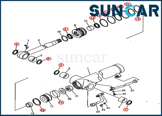 Cilindro 7079836600 del equipo de reparación del sello del brazo 707-98-36600 que sella a Kit Fits Komatsu Excavator PC75UU-2 PC75UU-2E