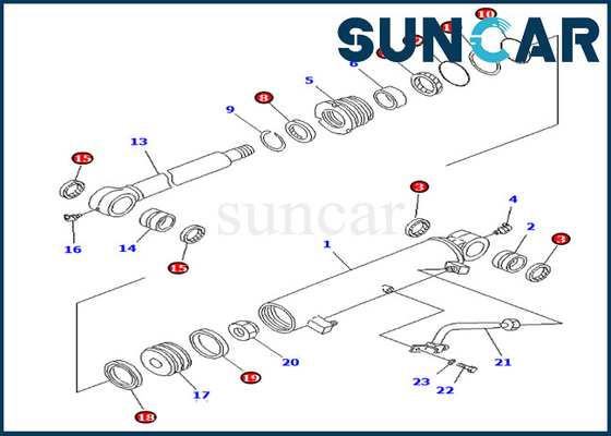 Servicio compensado Kit For Komatsu Inner Parts PC75UU-2 PC75UU-3 del cilindro 7079834560 de los equipos 707-98-34560 del sello del auge