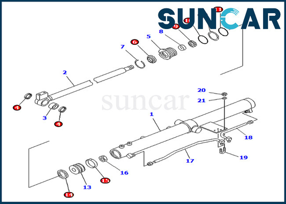 PC75UU-2 PC75UU-3 KOMATSU 707-98-24830 equipo del sello de la reparación de Slide Arm Cylinder de 7079824830 excavadores