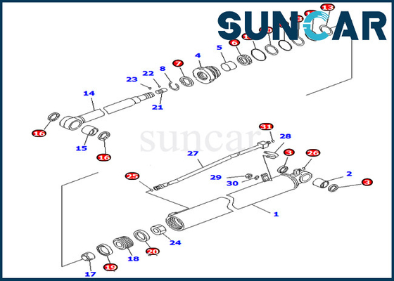 707-98-35310 7079835310 piezas internas de Kit Fits For PC78US-8 PC78MR-6 PC88MR-6 KOMATSU del sello del cilindro del brazo