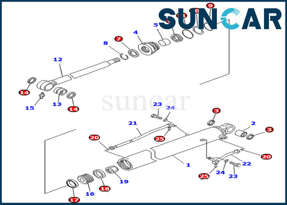 KOMATSU 707-98-26720 7079826720 excavador de Kit Hydraulic Cylinder For PC78MR-6 PC78US-8 de la reparación del sello del cubo