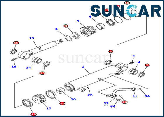 707-98-34700 7079834700 piezas internas de Kit Fits For Komatsu PC78UU-6 PC78UU-8 del servicio del cilindro de la compensación del auge