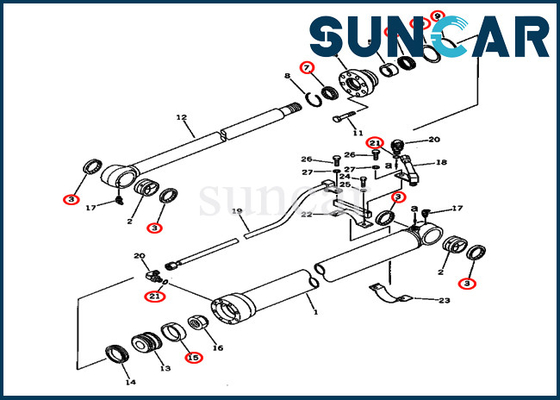 El equipo 20X-63-02030 20X6302030 PC80-3 PC80LC-3 del sello de la reparación del cubo modela el equipo del lacre del cilindro de KOMATSU