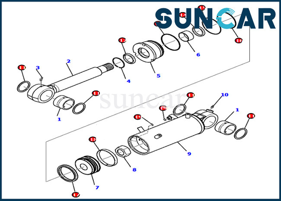 PC80MR-3 KOMATSU 707-98-42710 sello Kit Hydraulic Cylinder del reemplazo de 7079842710 cuchillas