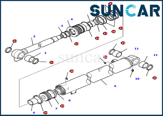 Equipo 707-98-36730 del sello del auge 7079836730 ajustes de los equipos de reparación del cilindro para el excavador Komatsu PC80MR-3 PC80MR-5