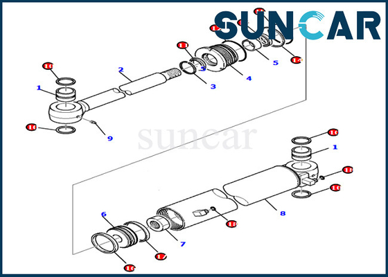707-98-35320 7079835320 equipos del servicio del cilindro del oscilación del auge para las piezas internas de los modelos PC80MR-3 PC80MR-5 KOMATSU