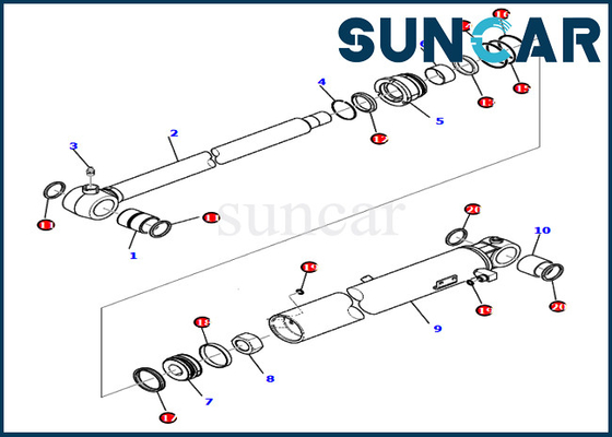 KOMATSU PC80MR-3 PC80MR-5 707-98-26980 sello de aceite del cilindro de 7079826980 cubos Kit Excavator Service Parts