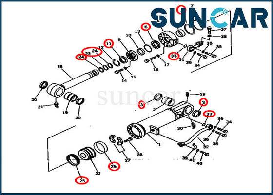 Equipo 707-99-64405 7079964405 del reemplazo del sello de SUNCAR para D275A-2 KOMATSU