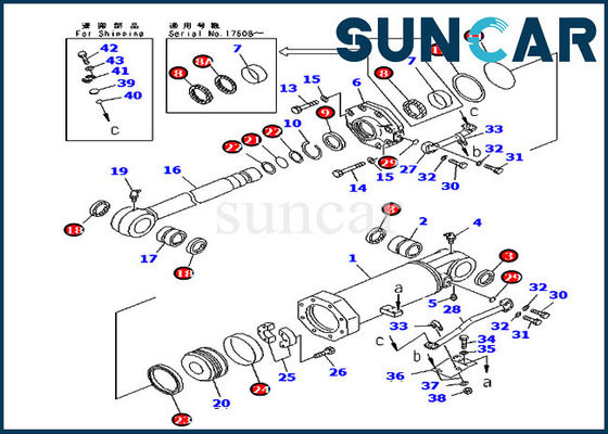 Sello Kit For D375A-3 D375A-3A KOMATSU de la reparación del cilindro de la elevación de la resistencia de aceite 707-98-74400