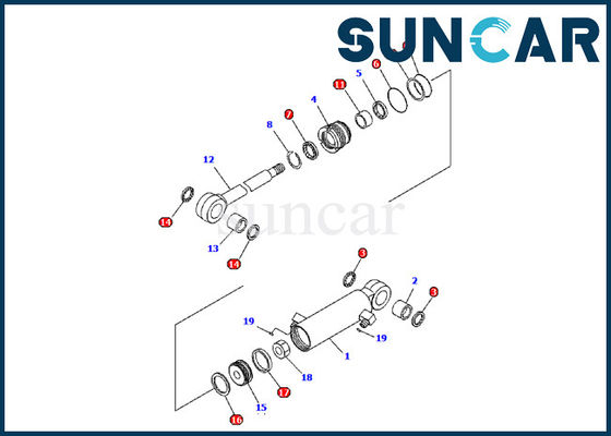 707-98-03480 equipo de Inner Parts Repair Kit Blade Hydraulic Cylinder Seal del excavador de KOMATSU PC09-1