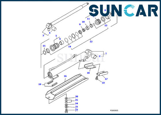Reparación de Hydraulic Cylinder Seal del excavador de Kit Komatsu PC09FR-1 del sello del cilindro del auge YM172186-72190