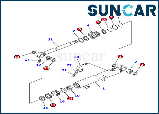 707-98-12260 el modelo Bucket Cylinder Inner del excavador de KOMATSU PC25R-8 parte el equipo de aislamiento