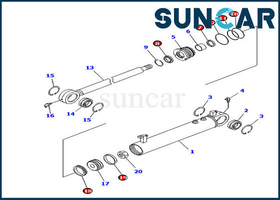 707-98-24910 reemplazo Kit Fits Komatsu D39EX-21 D39PX-21 de los equipos del sello del cilindro del ángulo