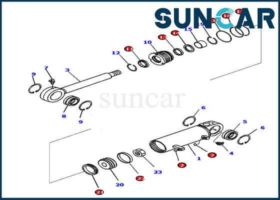 Servicio Kit Tilt Cylinder Sealing Kit de la niveladora de las partes 707-99-24650 de D31EX-22 KOMATSU
