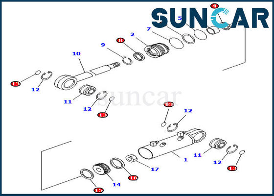 707-98-34590 reparación Kit For Komatsu Inner Parts del cilindro de la inclinación de cuchilla de los equipos del sello de la niveladora
