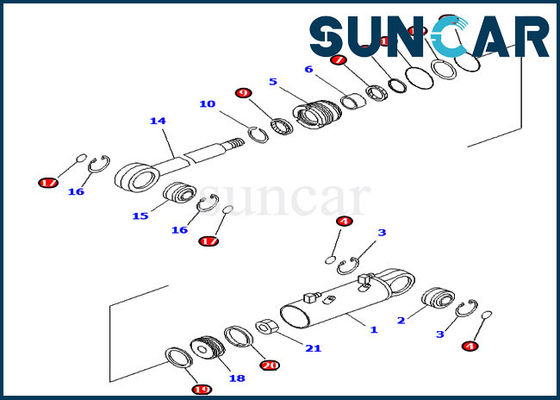 Equipos del reemplazo de KOMATSU del equipo 707-99-34590 del sello del cilindro de la inclinación de cuchilla para la niveladora de D41P-6K