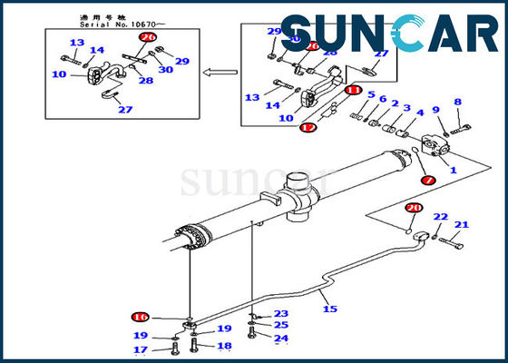 Piezas de D475A-3 KOMATSU 707-98-67510 7079867510 equipos hidráulicos del sello del cilindro de la reparación de la elevación de la cuchilla