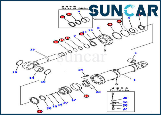 707-99-84040 equipo de reparación del sello de la inclinación de cuchilla D475A-2 D475A-3 KOMATSU L.H. Cylinder Service Kit