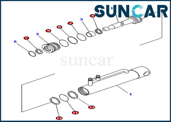 Sello Kit For Komatsu D475A-3 de la reparación del cilindro hidráulico de la resistencia a la corrosión 707-99-11010
