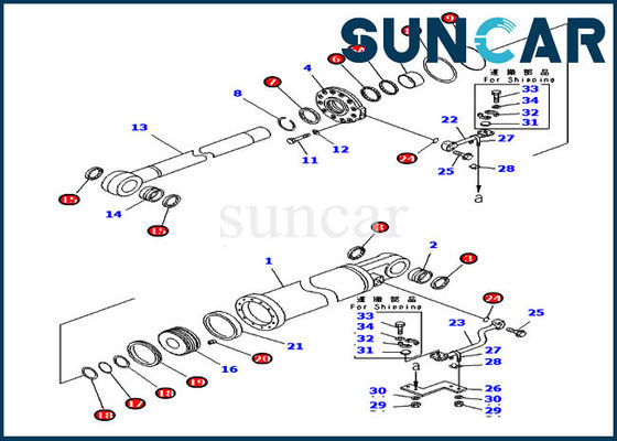 707-99-75600 cilindro Kit Fits Komatsu D475A-5A de la elevación del destripador de 7079975600 del dormilón equipos del sello