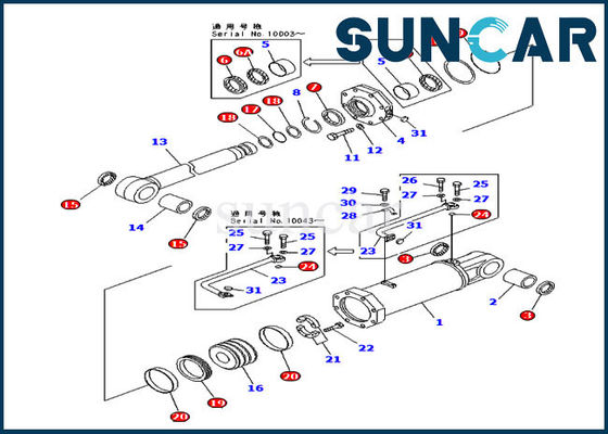 707-98-84420 servicio Kit Cylinder Repair Seal Kit de la elevación del destripador para el dormilón de KOMATSU D575A-2