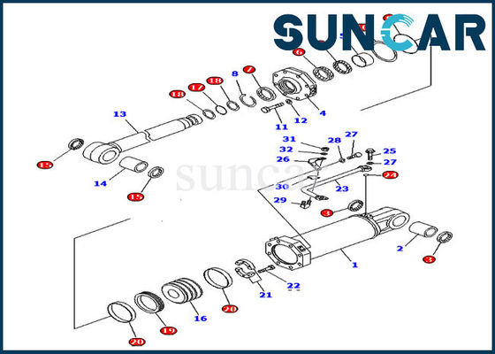 D575A-2 KOMATSU parte la reparación Kit Hydraulic Oil Seal Kit del cilindro de la inclinación del destripador 707-98-84450