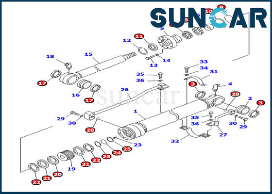 Equipo largo de Kit Inner Repair Oil Seal del servicio del cilindro del cubo de las partes 707-98-27620 de KOMATSU que engrasa PC100-6