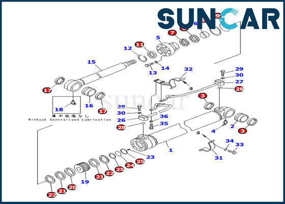 707-98-36250 sello interno Kit Parts de la reparación de Boom Cylinder Service Kit Komatsu PC100-6Z del excavador