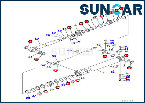 Resistencia de aceite 707-99-44340 piezas internas hidráulicas de Kit For Komatsu PC100-6Z del sello del cilindro del brazo