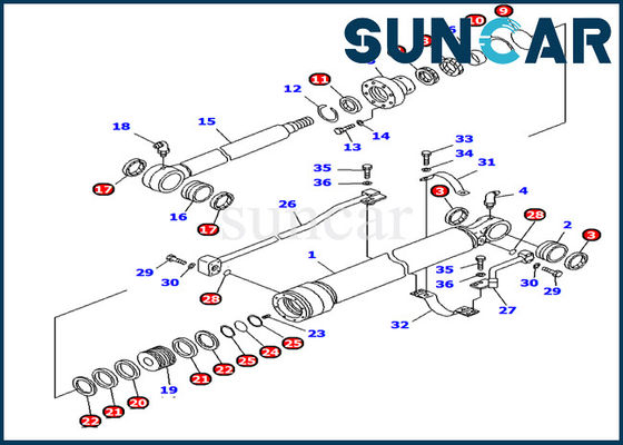 707-99-69620 sello hidráulico Kit Inner Parts del cilindro del brazo de KOMATSU PC1000-1 de los equipos del sello de la reparación