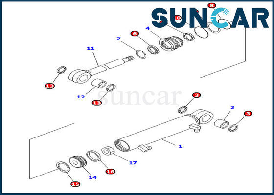 707-98-03400 cilindro hidráulico Assy Repair de Kit Fits Komatsu PC10MR-1 del sello del cilindro del cubo