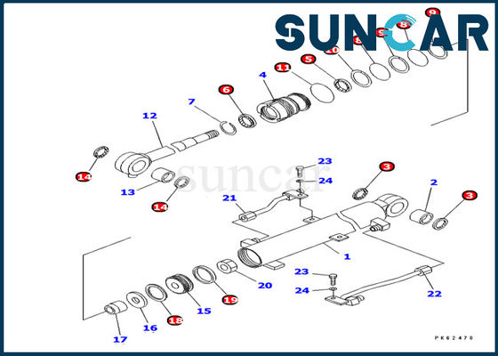 Reparación Kit Model Inner Replacement Parts del equipo 707-98-03450 del sello del cilindro del auge de KOMATSU PC03-2