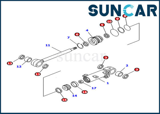707-98-11240 excavador Inner Parts del equipo PC10MR-1 del servicio del cilindro de la elevación de la cuchilla de las piezas del OEM de KOMATSU