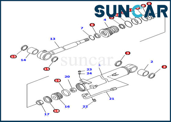Excavador hidráulico de Kit For Komatsu PC10UU-3 del servicio del cilindro del auge del equipo 707-98-13880 del sello