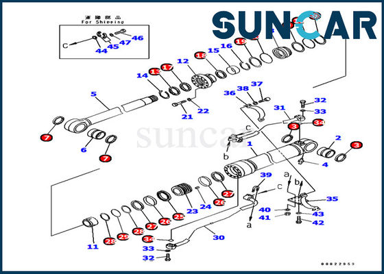 Equipos del servicio de la maquinaria de Komatsu del excavador del equipo 707-99-67090 del sello del cilindro del brazo de PC380 PC400