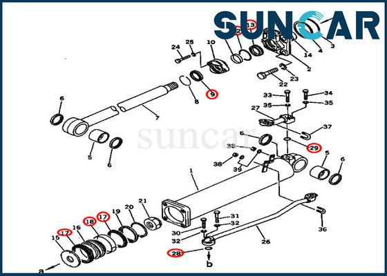 Sello hidráulico Kit Cylinder Replacement Kits For D57S-1B D57S-1 KOMATSU de la elevación de los sellos 135-63-05060
