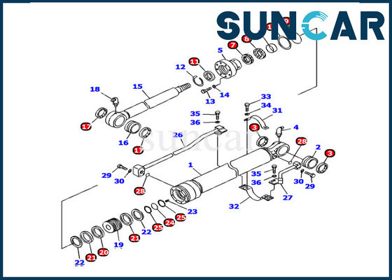 707-98-36240 cilindro del cubo que sella el modelo Inner Repair Kit de Kit Komatsu Seals PC120-6