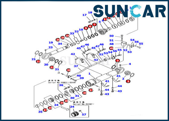 707-98-85310 excavador hidráulico Machinery de Kit Fits PC1250-8 KOMATSU de la reparación del sello del cilindro del brazo