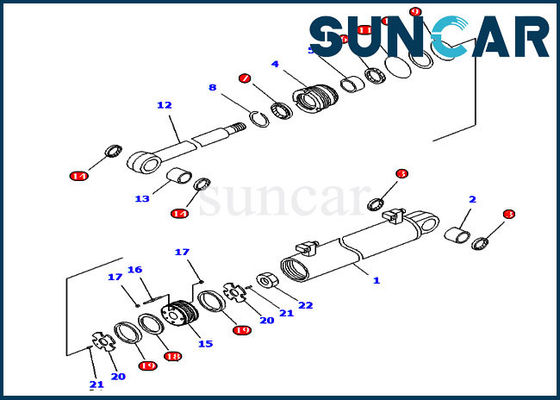 707-99-34620 cilindro del dormilón de la correa eslabonada de Kit Fits For Models D61PX-15 del sello de la reparación de la elevación de KOMATSU